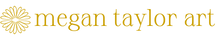 Gold 'megan taylor art' logo on a white background